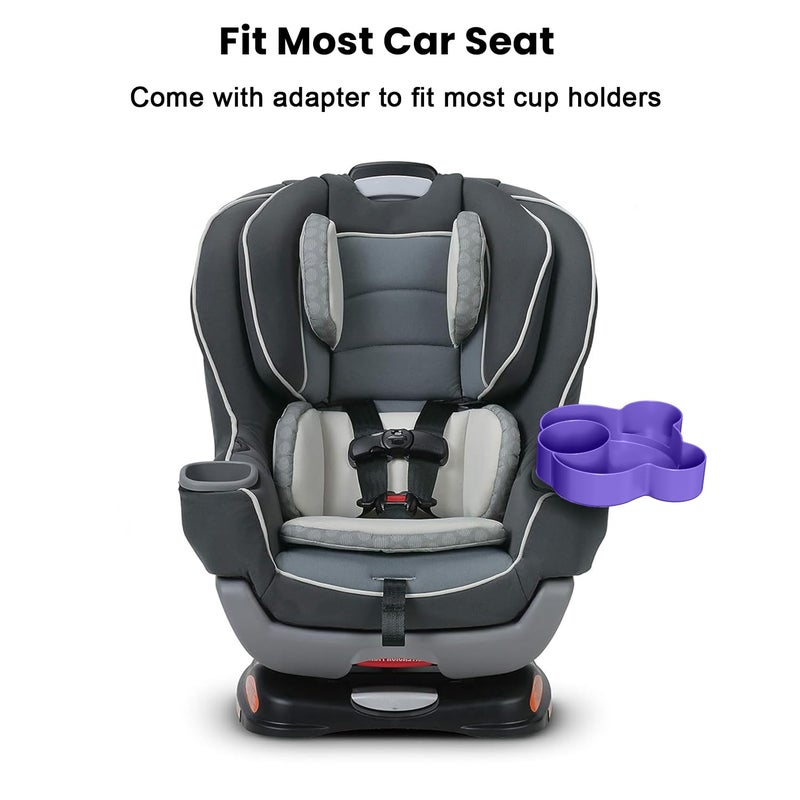 BlueOrigin Car Seat Tray - Convert Cup Holder to a Tray for Snacks, Toys, 360° Rotatable for Kids Travel, Booster, Stroller and Anywhere (Purple) - Image 3